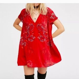 Free People Actin Single Mini Dress Velvet in Small